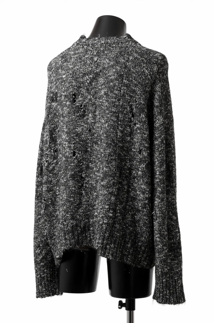A.F ARTEFACT GRUNGE SWEATER / MELANGE WOOL (BLACK MIX) - Image 9
