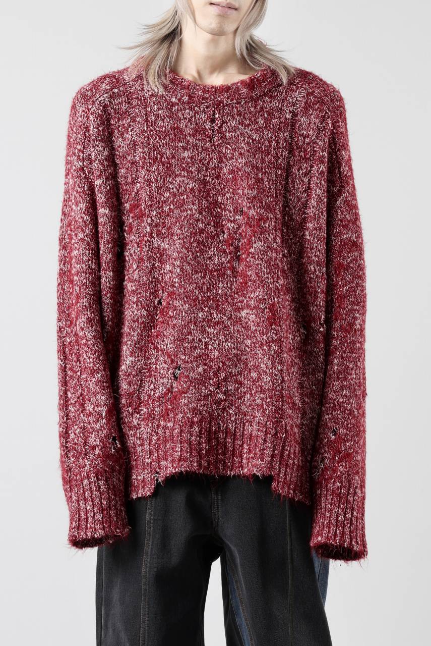 A.F ARTEFACT GRUNGE SWEATER / MELANGE WOOL (RED MIX) - Image 12
