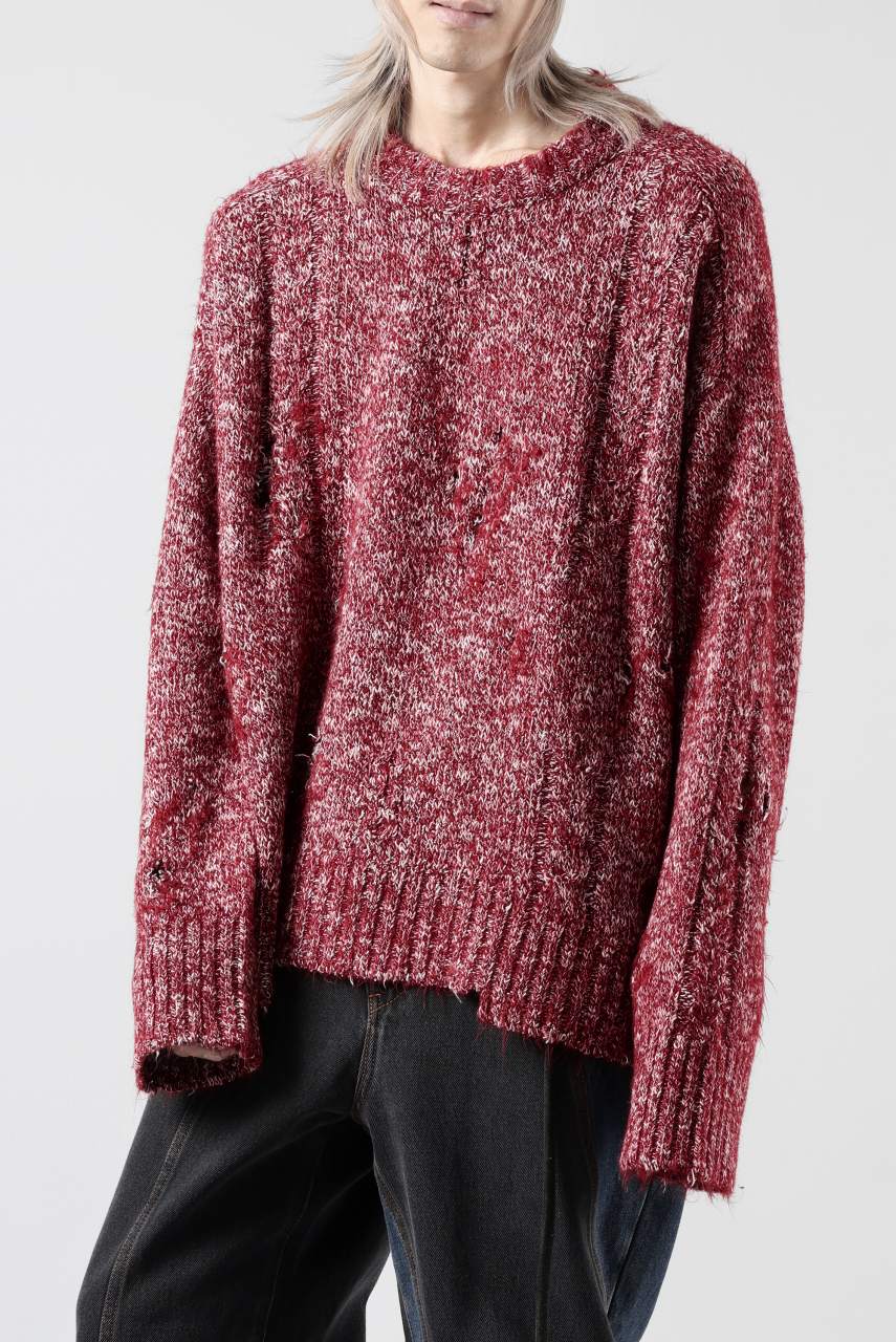 A.F ARTEFACT GRUNGE SWEATER / MELANGE WOOL (RED MIX) - Image 13
