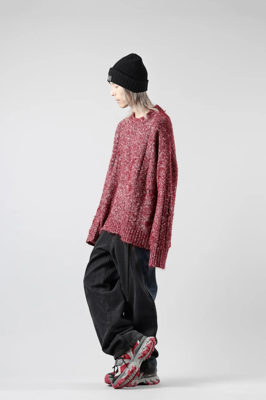 A.F ARTEFACT GRUNGE SWEATER / MELANGE WOOL (RED MIX) - Image 18