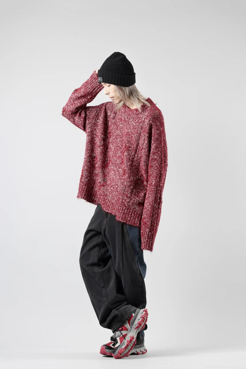A.F ARTEFACT GRUNGE SWEATER / MELANGE WOOL (RED MIX) - Image 19