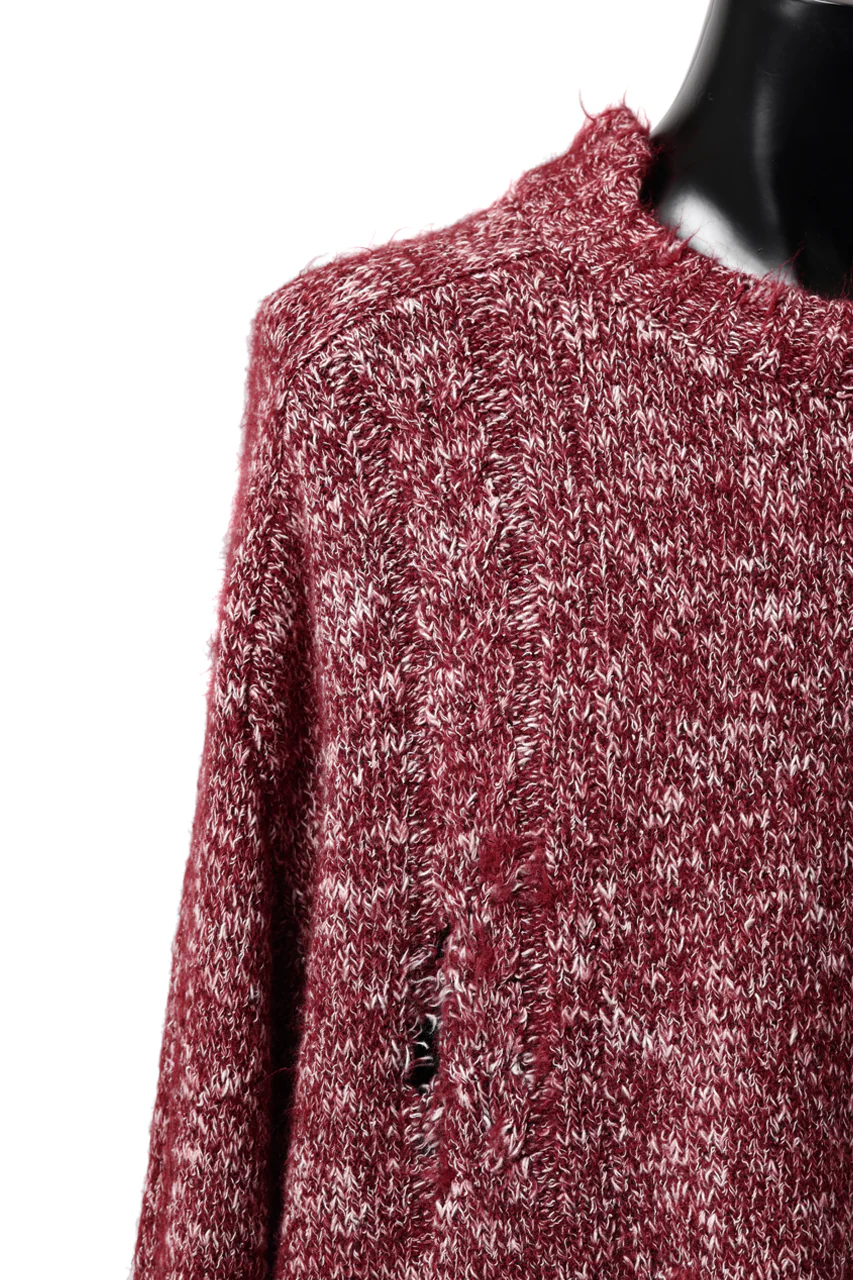 A.F ARTEFACT GRUNGE SWEATER / MELANGE WOOL (RED MIX) - Image 8