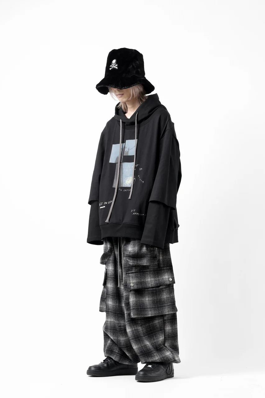 A.F ARTEFACT HEM-STRING WIDE CARGO PANTS / OMBRE FLANNEL(BLACK x WHITE) - Image 21