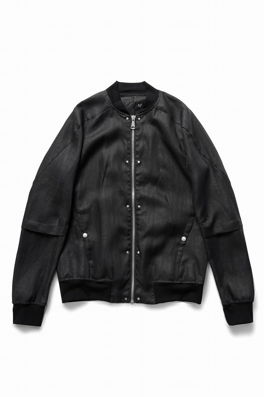 A.F ARTEFACT HERRINGBONE LINEN BOMBER JACKET (BLACK)