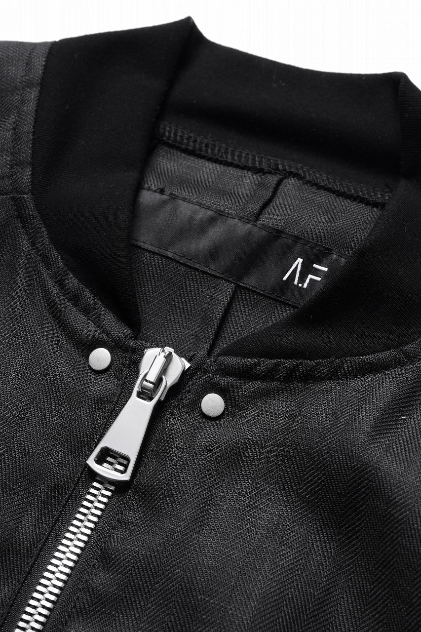 A.F ARTEFACT HERRINGBONE LINEN BOMBER JACKET (BLACK) - Image 10