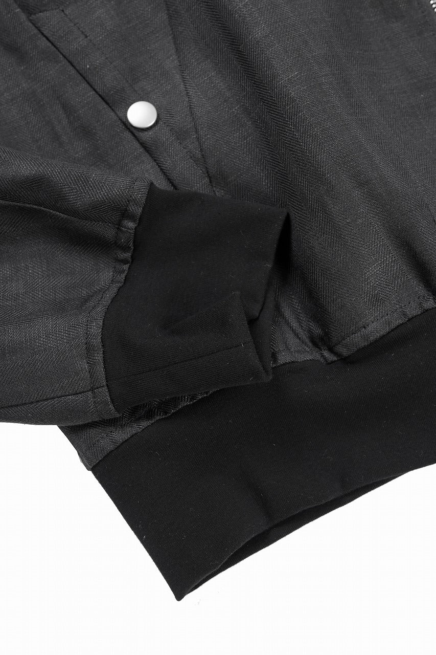 A.F ARTEFACT HERRINGBONE LINEN BOMBER JACKET (BLACK) - Image 13