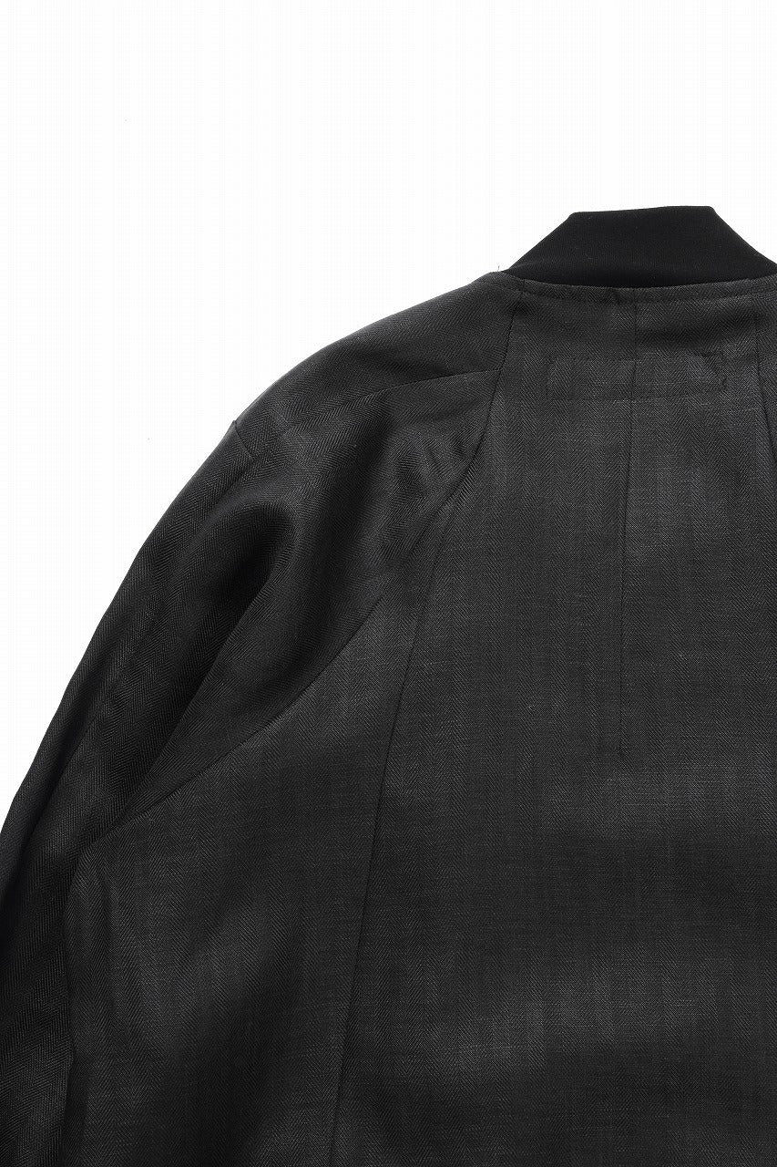 A.F ARTEFACT HERRINGBONE LINEN BOMBER JACKET (BLACK) - Image 14