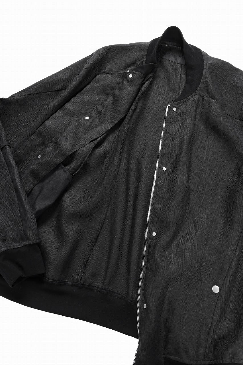 A.F ARTEFACT HERRINGBONE LINEN BOMBER JACKET (BLACK) - Image 16