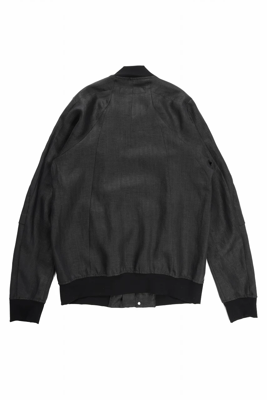 A.F ARTEFACT HERRINGBONE LINEN BOMBER JACKET (BLACK) - Image 3