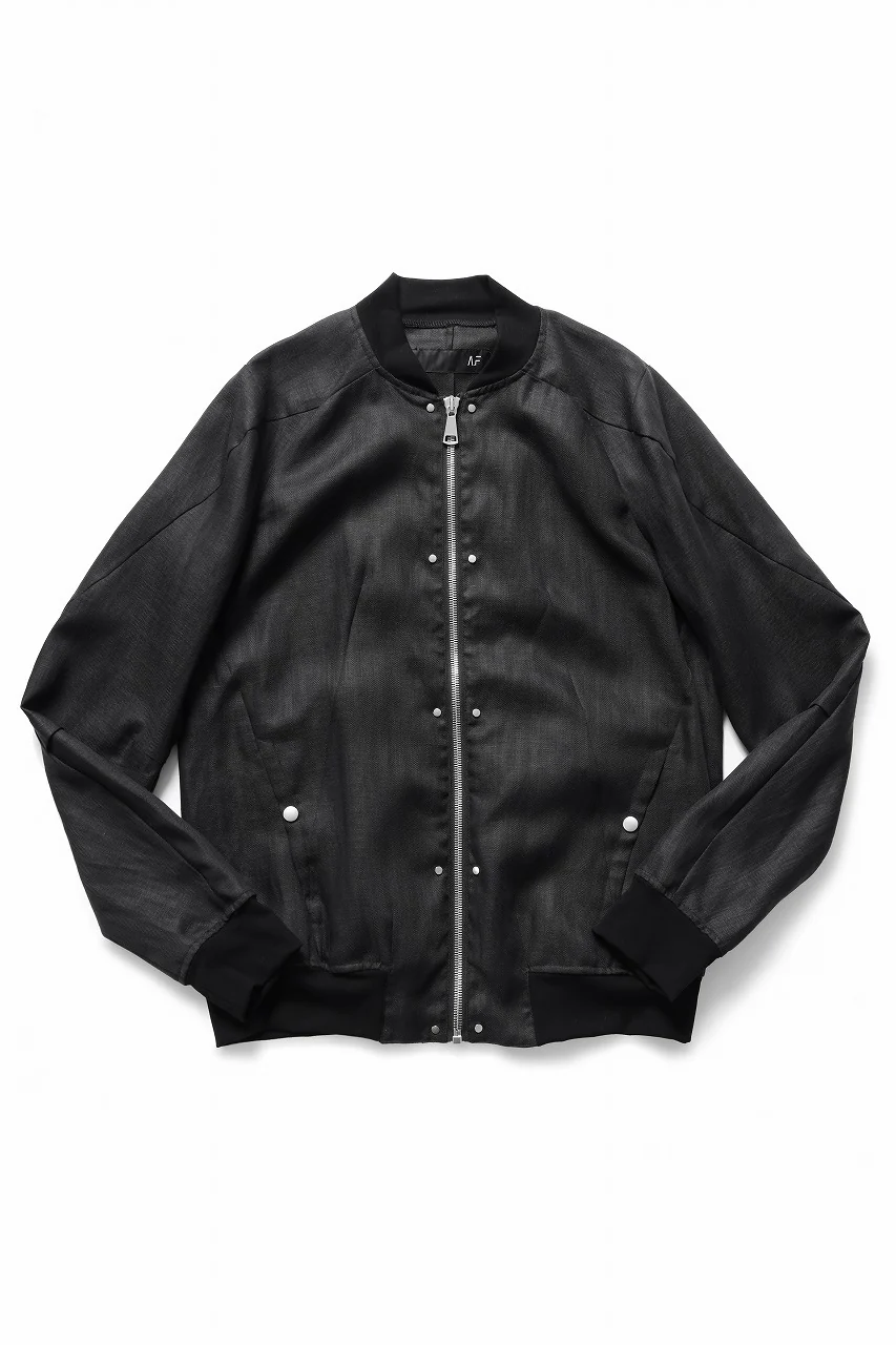 A.F ARTEFACT HERRINGBONE LINEN BOMBER JACKET (BLACK) - Image 4
