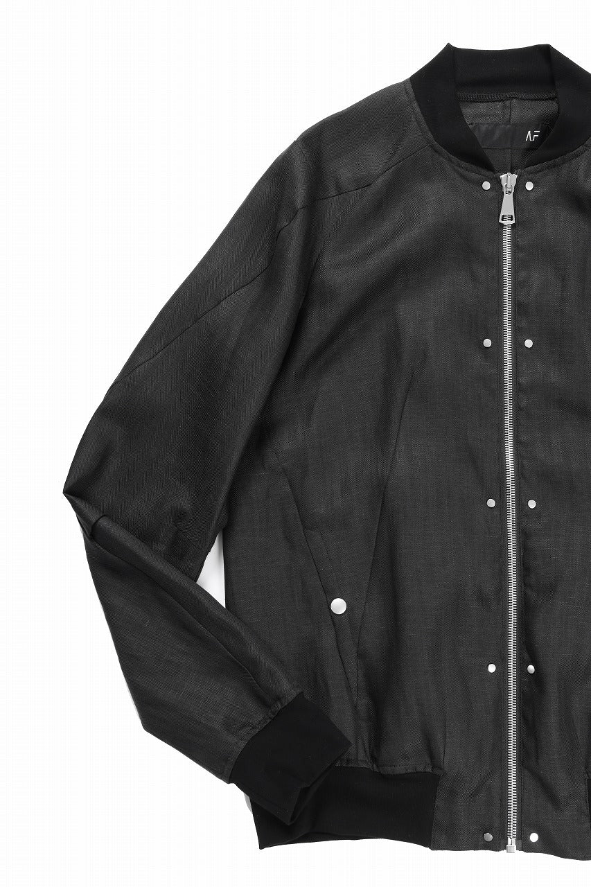 A.F ARTEFACT HERRINGBONE LINEN BOMBER JACKET (BLACK) - Image 8