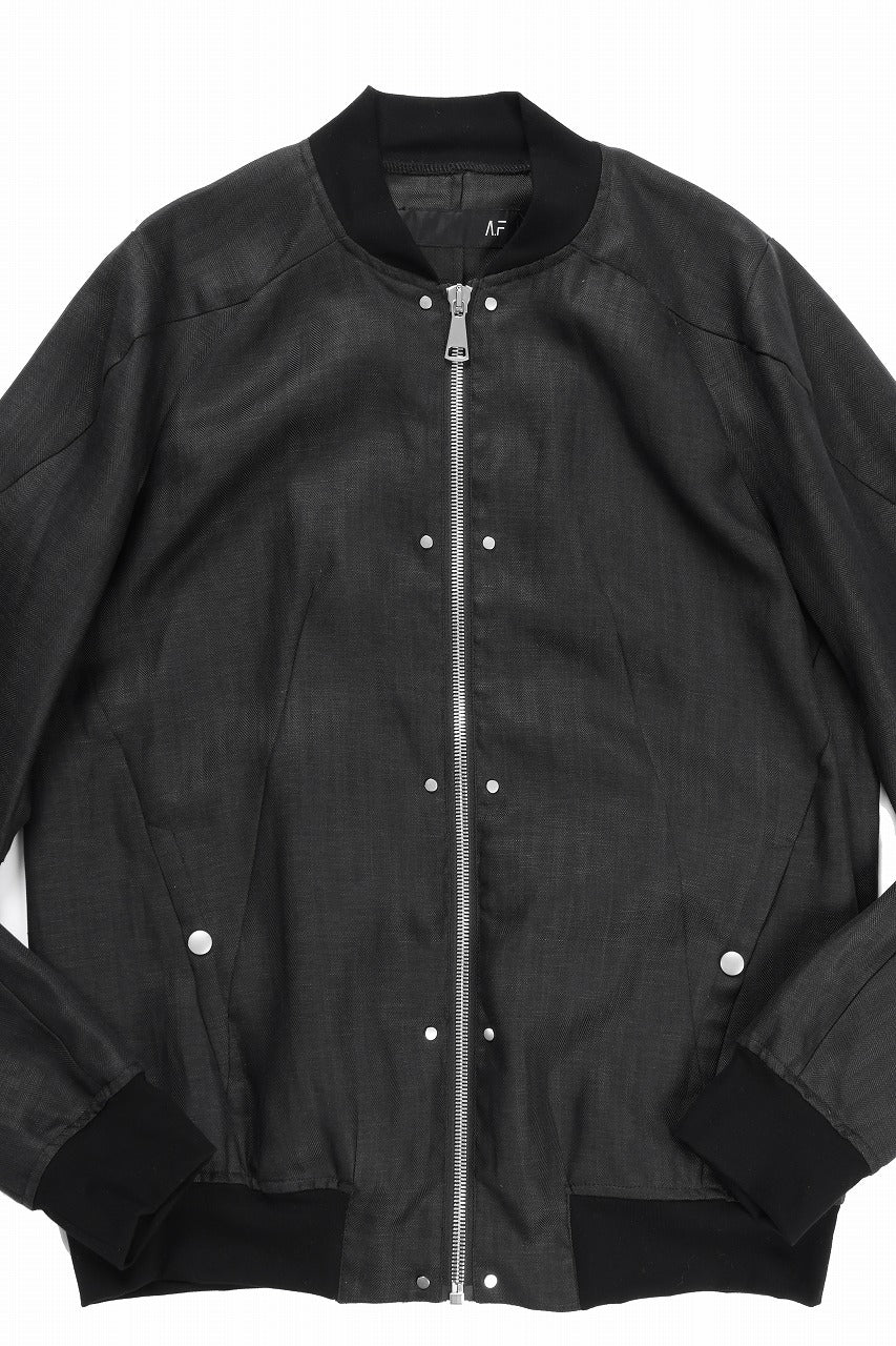 A.F ARTEFACT HERRINGBONE LINEN BOMBER JACKET (BLACK) - Image 9