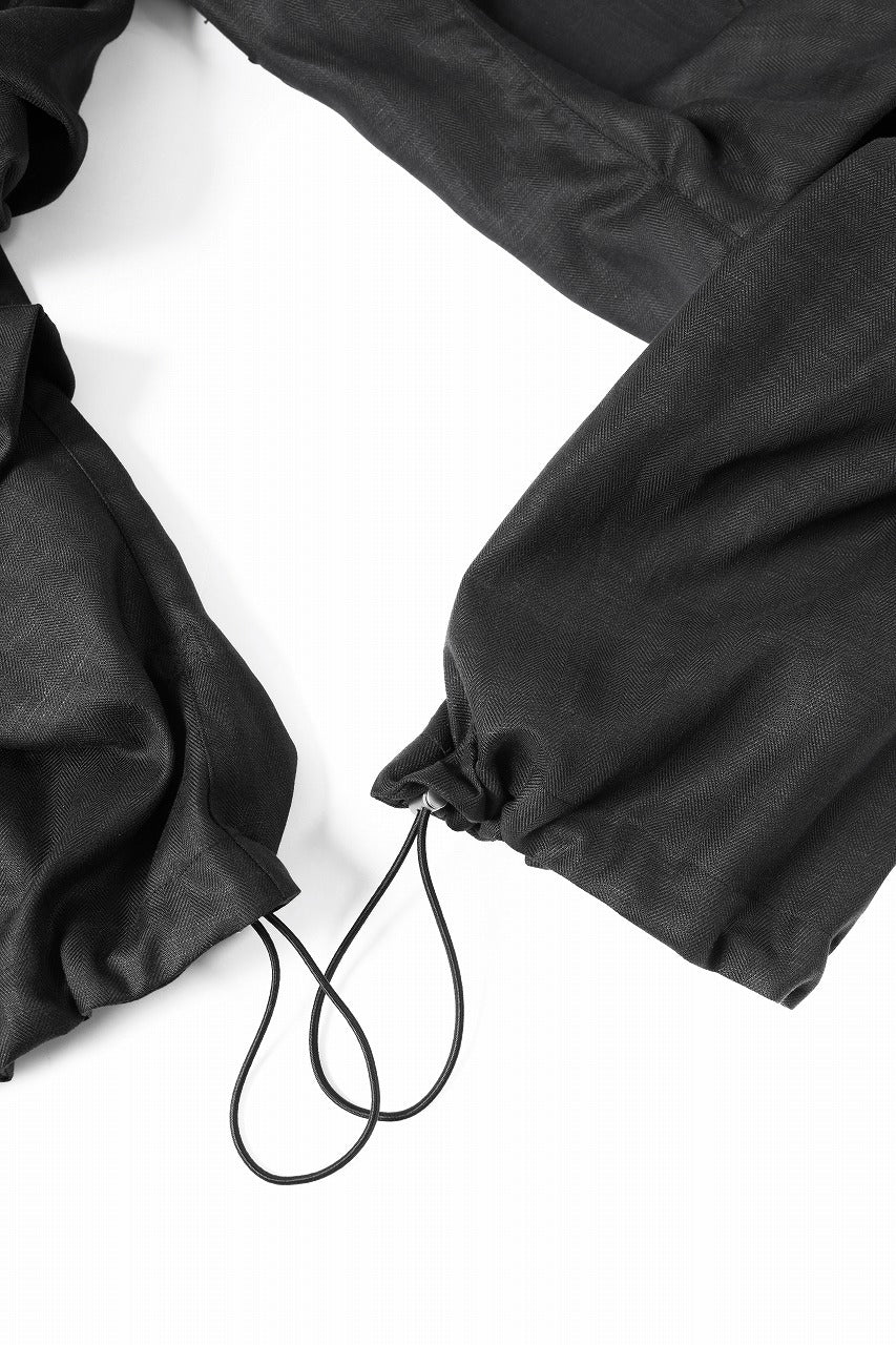 A.F ARTEFACT HERRINGBONE LINEN CARGO TUCK BAGGY PANTS (BLACK) - Image 15