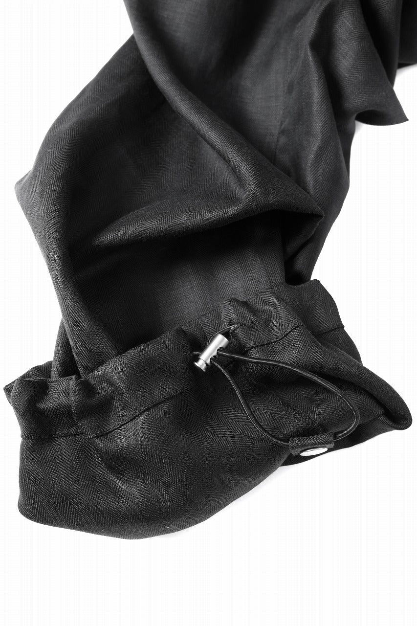 A.F ARTEFACT HERRINGBONE LINEN CARGO TUCK BAGGY PANTS (BLACK) - Image 16