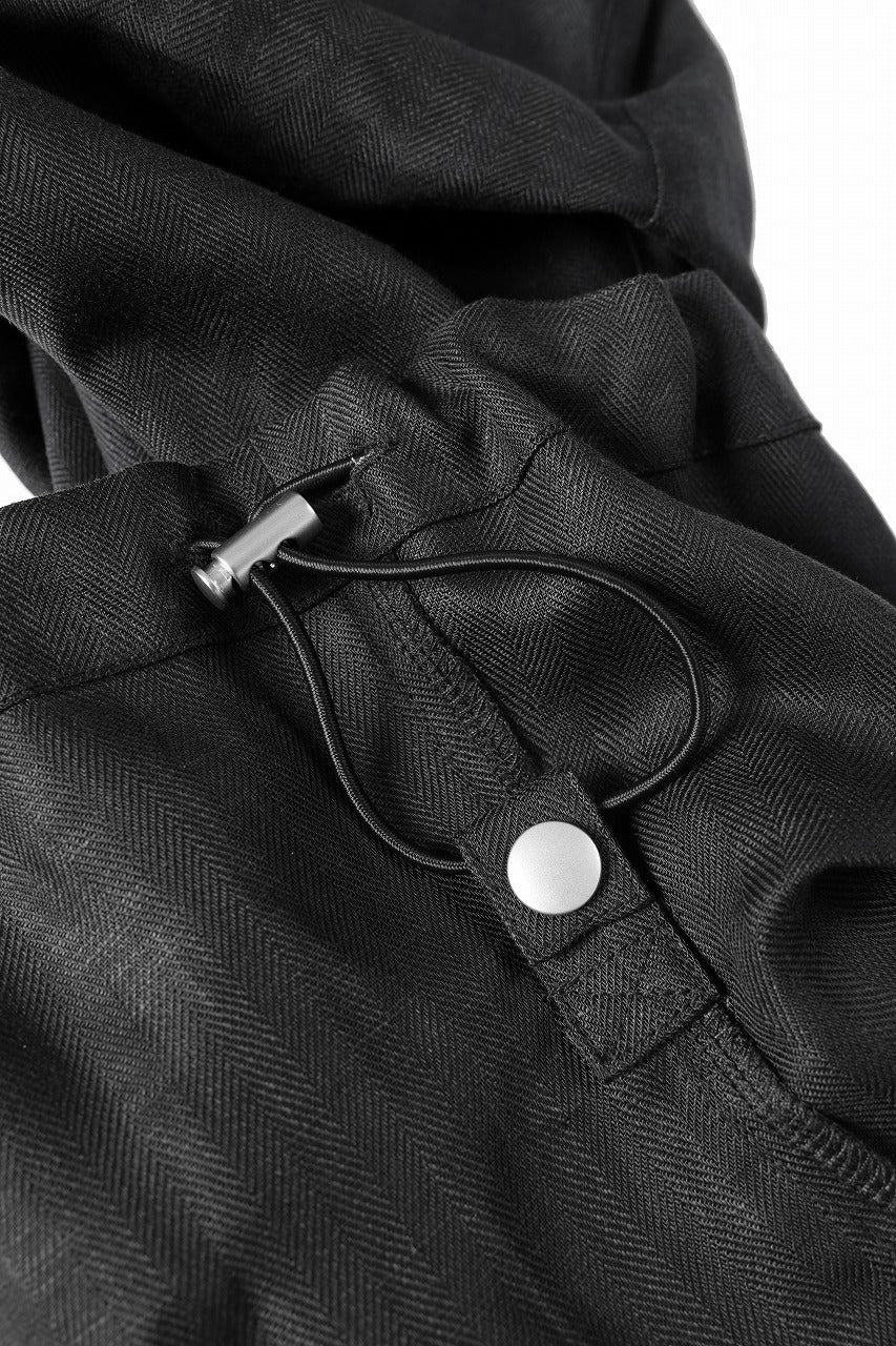 A.F ARTEFACT HERRINGBONE LINEN CARGO TUCK BAGGY PANTS (BLACK) - Image 17