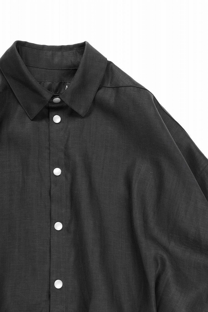 A.F ARTEFACT HERRINGBONE LINEN SHORT LENGTH SHIRT (BLACK) - Image 5