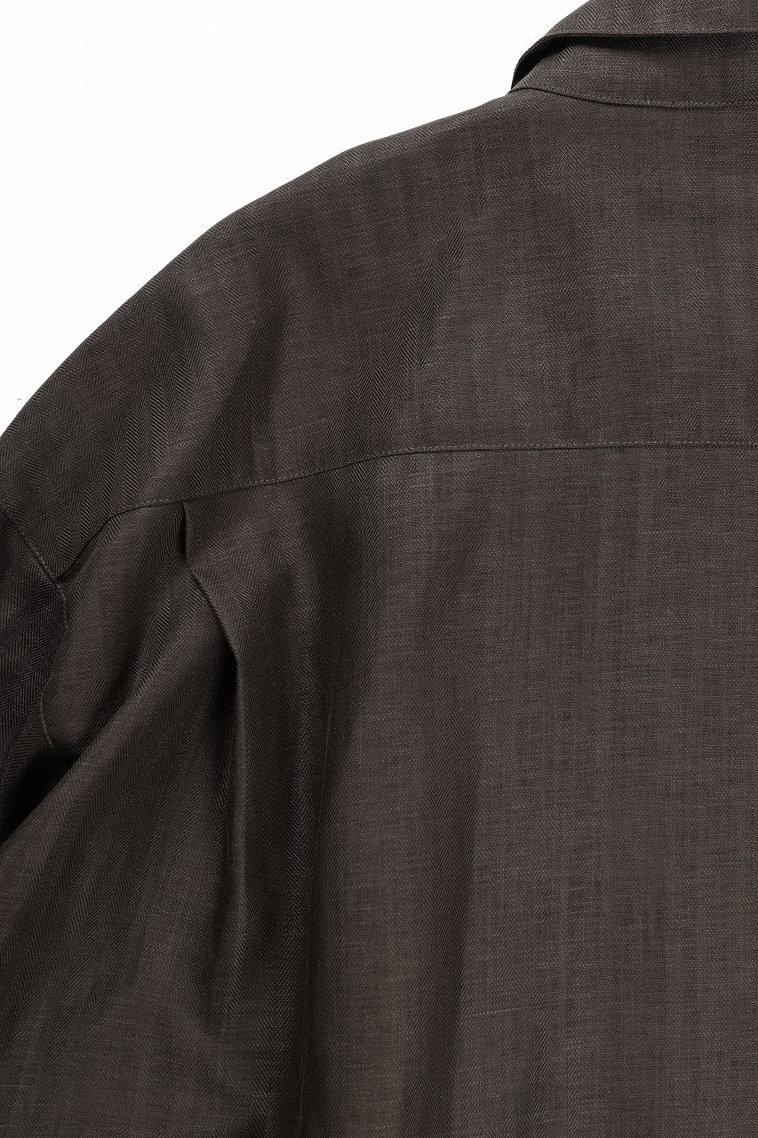 A.F ARTEFACT HERRINGBONE LINEN SHORT LENGTH SHIRT (BROWN) - Image 10