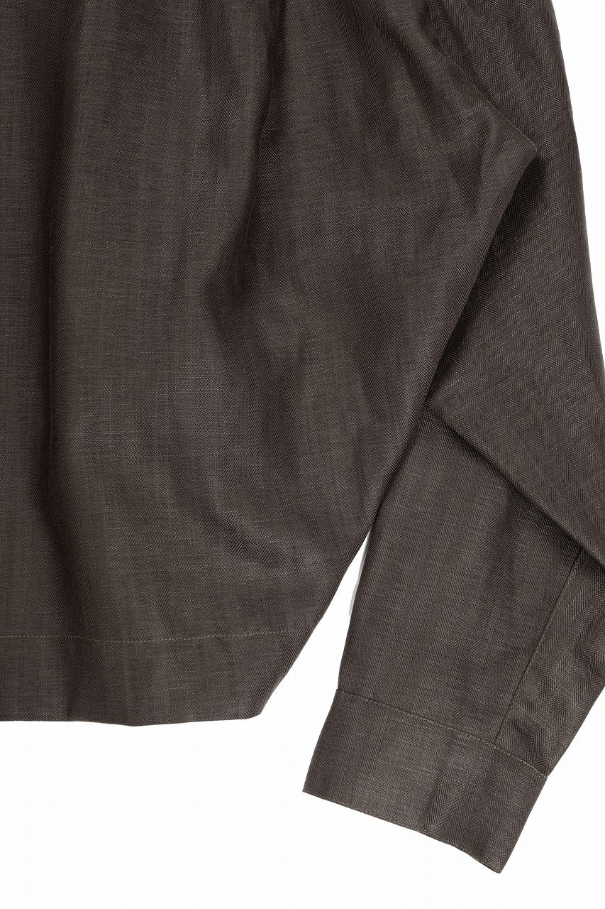 A.F ARTEFACT HERRINGBONE LINEN SHORT LENGTH SHIRT (BROWN) - Image 11