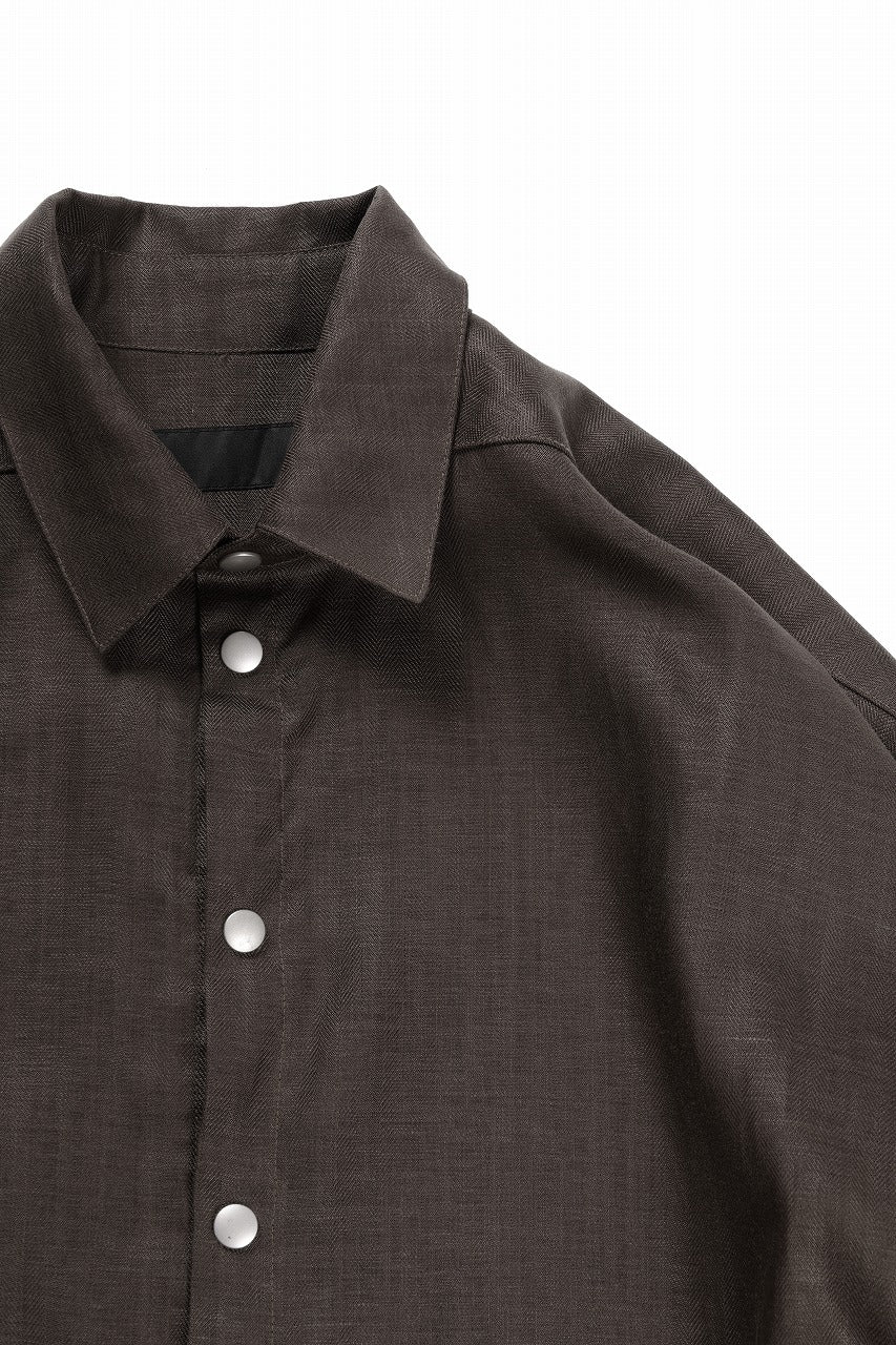 A.F ARTEFACT HERRINGBONE LINEN SHORT LENGTH SHIRT (BROWN) - Image 6