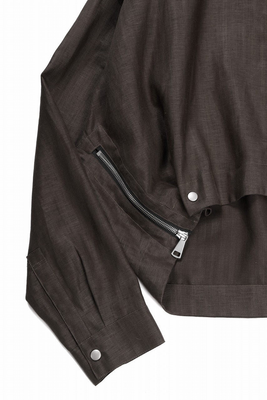 A.F ARTEFACT HERRINGBONE LINEN SHORT LENGTH SHIRT (BROWN) - Image 7