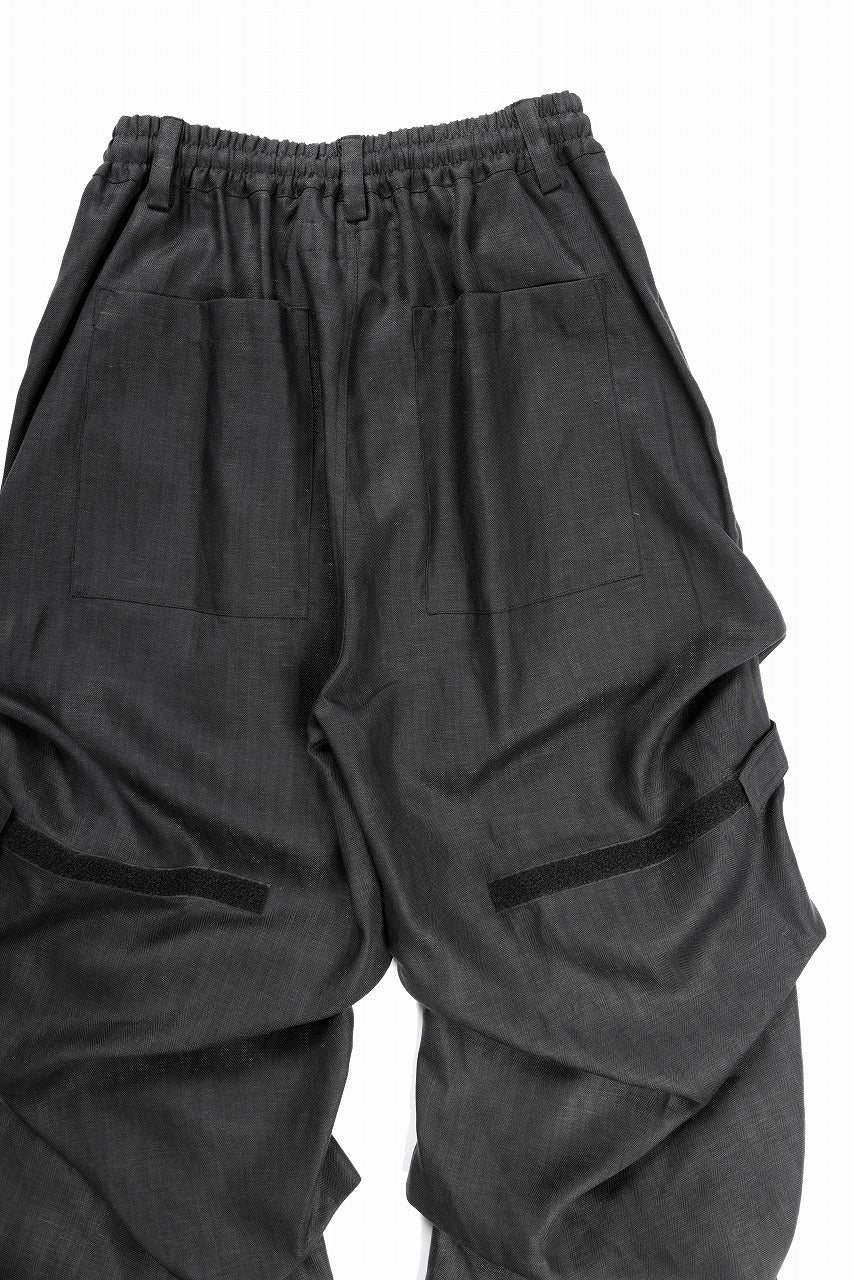A.F ARTEFACT HERRINGBONE LINEN TUCK WIDE PANTS (BLACK) - Image 10