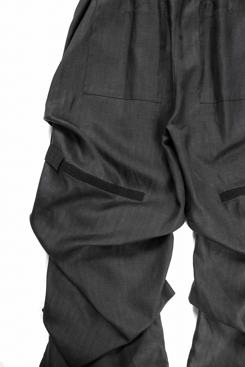 A.F ARTEFACT HERRINGBONE LINEN TUCK WIDE PANTS (BLACK) - Image 11