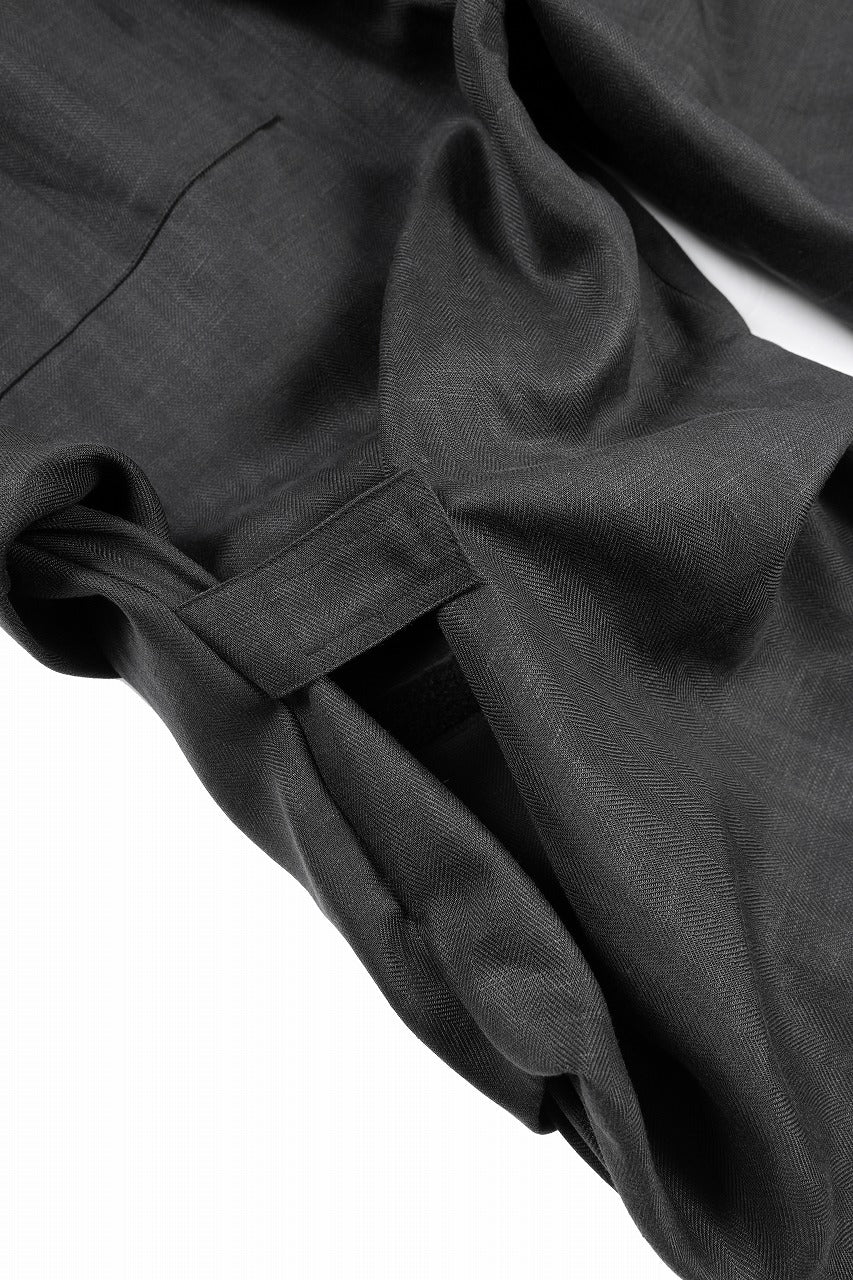 A.F ARTEFACT HERRINGBONE LINEN TUCK WIDE PANTS (BLACK) - Image 12