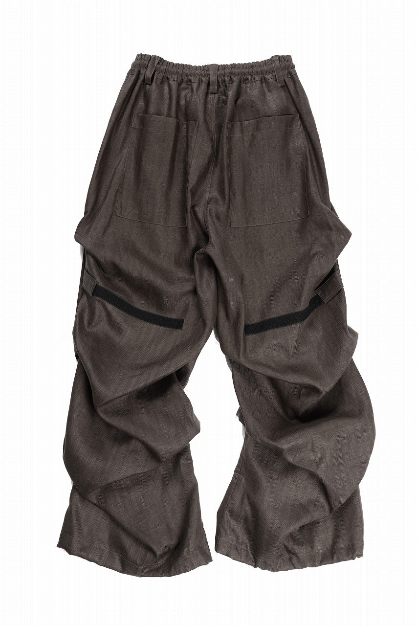 A.F ARTEFACT HERRINGBONE LINEN TUCK WIDE PANTS (BROWN) - Image 3