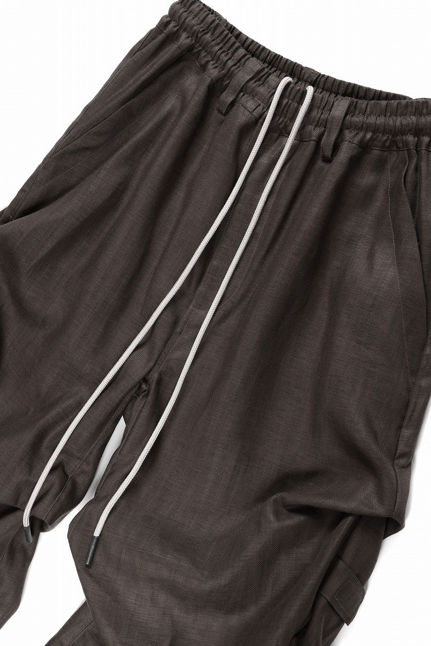 A.F ARTEFACT HERRINGBONE LINEN TUCK WIDE PANTS (BROWN) - Image 7