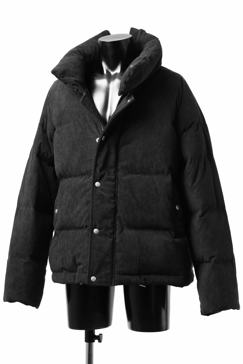 A.F ARTEFACT HIGH NECK DOWN JACKET / CORDUROY (BLACK) - Image 3