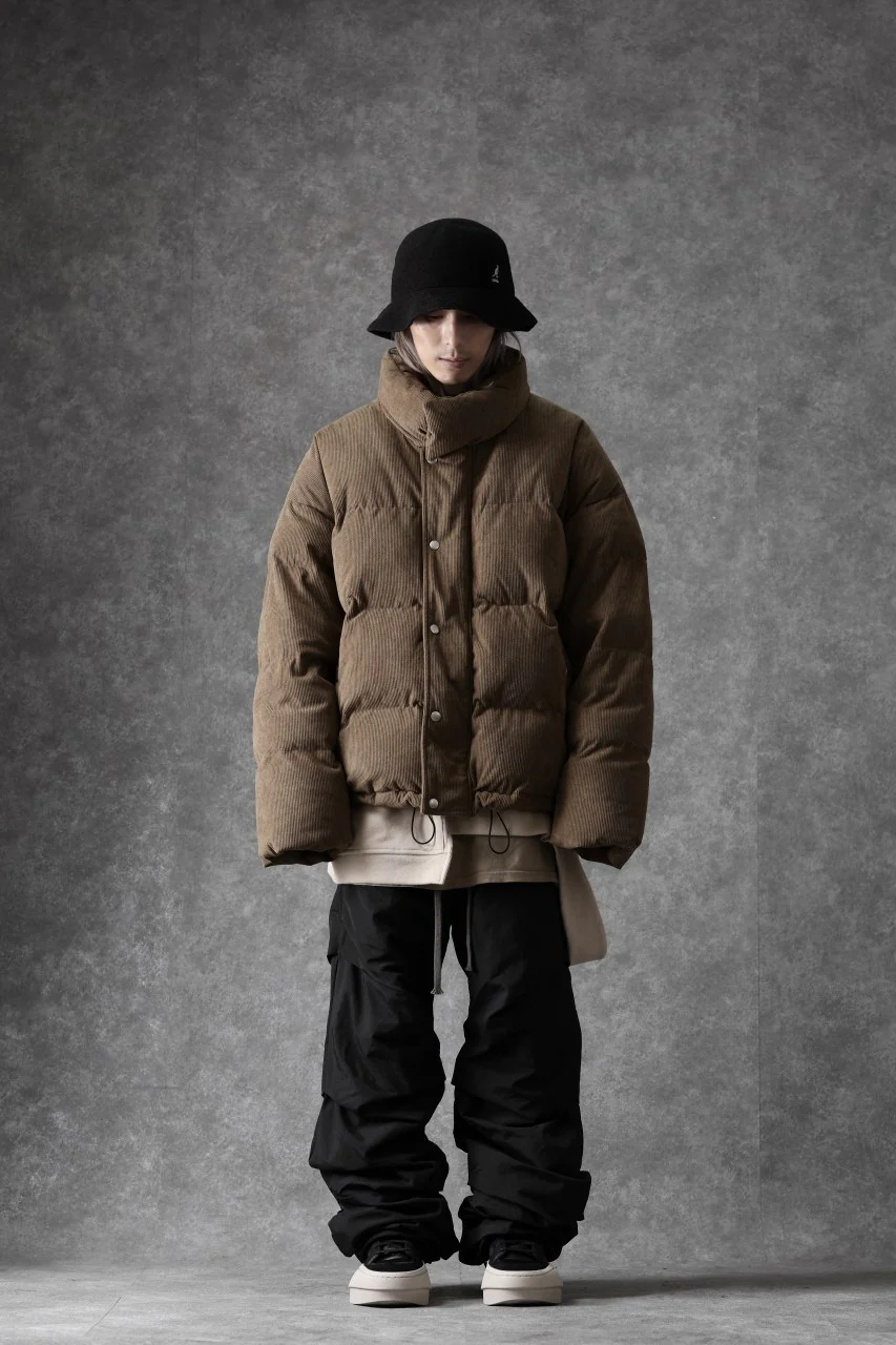 A.F ARTEFACT HIGH NECK DOWN JACKET / CORDUROY (BROWN) - Image 29