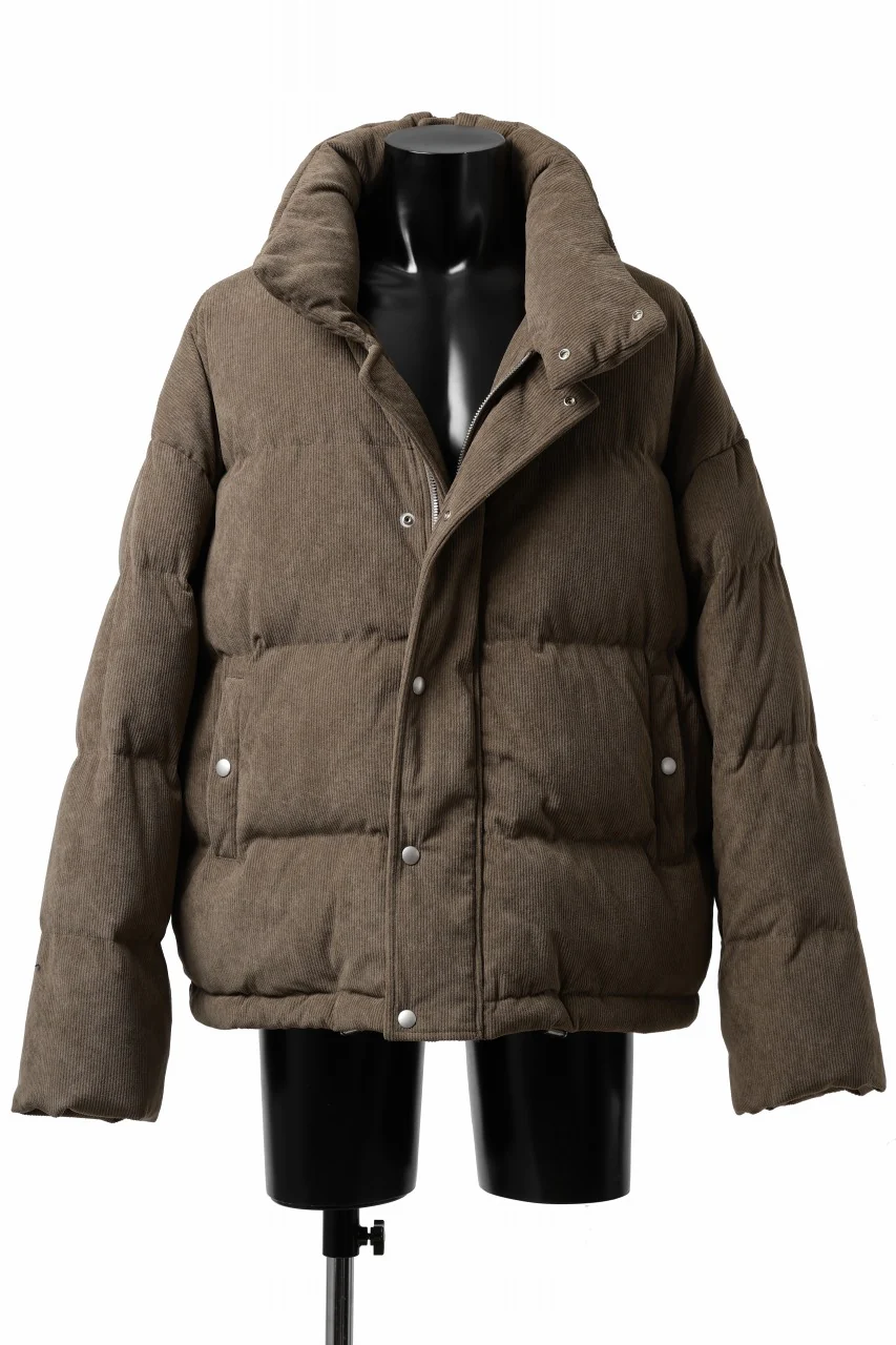 A.F ARTEFACT HIGH NECK DOWN JACKET / CORDUROY (BROWN) - Image 3