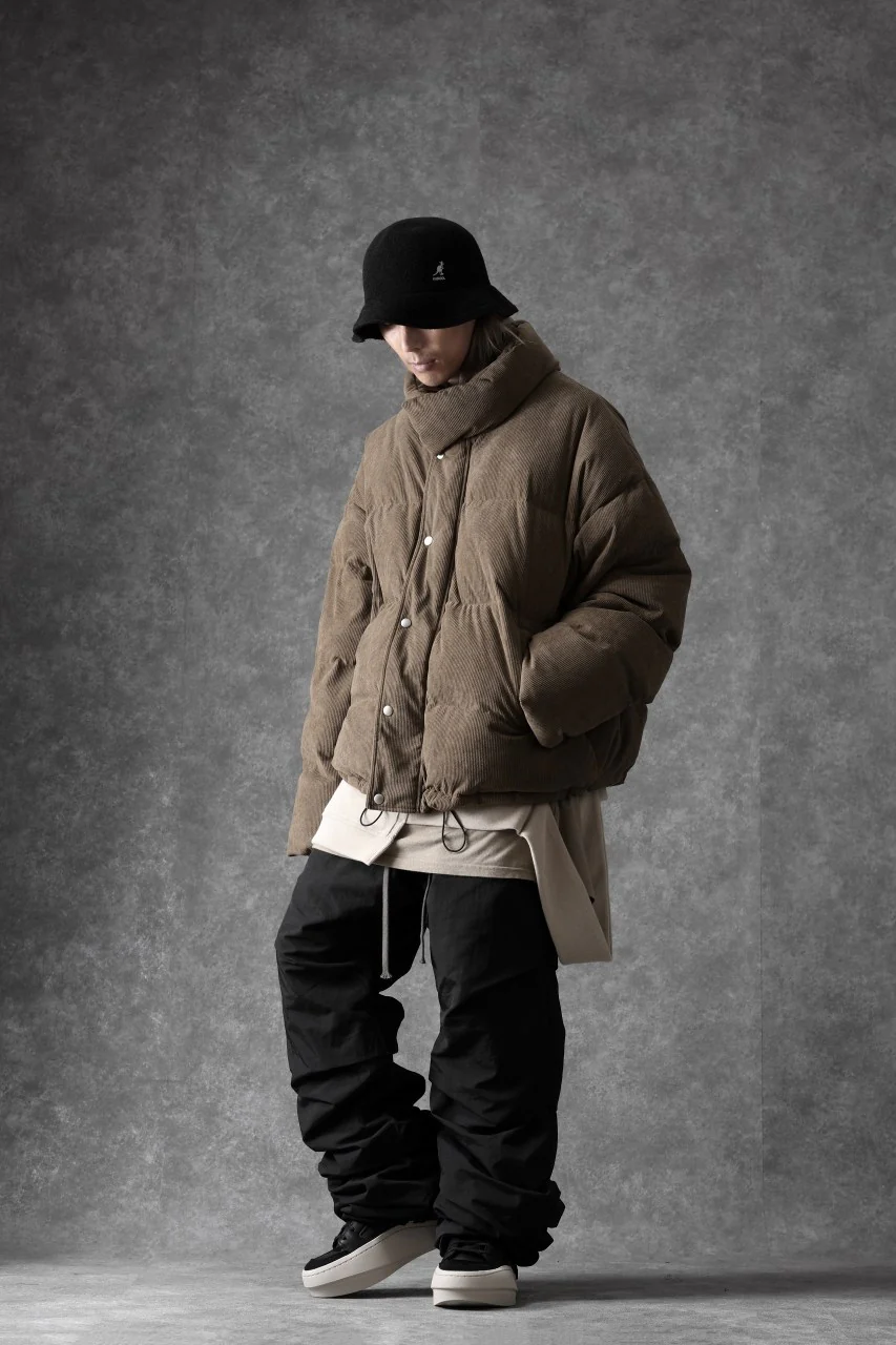 A.F ARTEFACT HIGH NECK DOWN JACKET / CORDUROY (BROWN) - Image 30