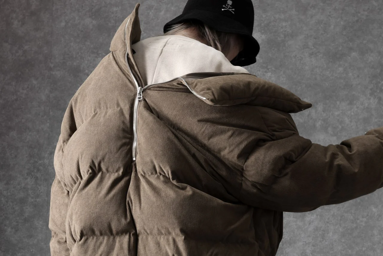 A.F ARTEFACT HIGH NECK DOWN JACKET / CORDUROY (BROWN) - Image 44