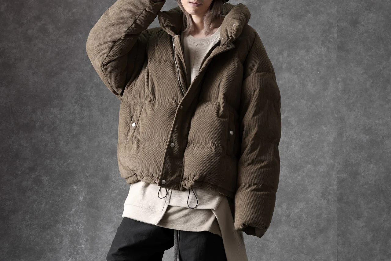 A.F ARTEFACT HIGH NECK DOWN JACKET / CORDUROY (BROWN) - Image 45
