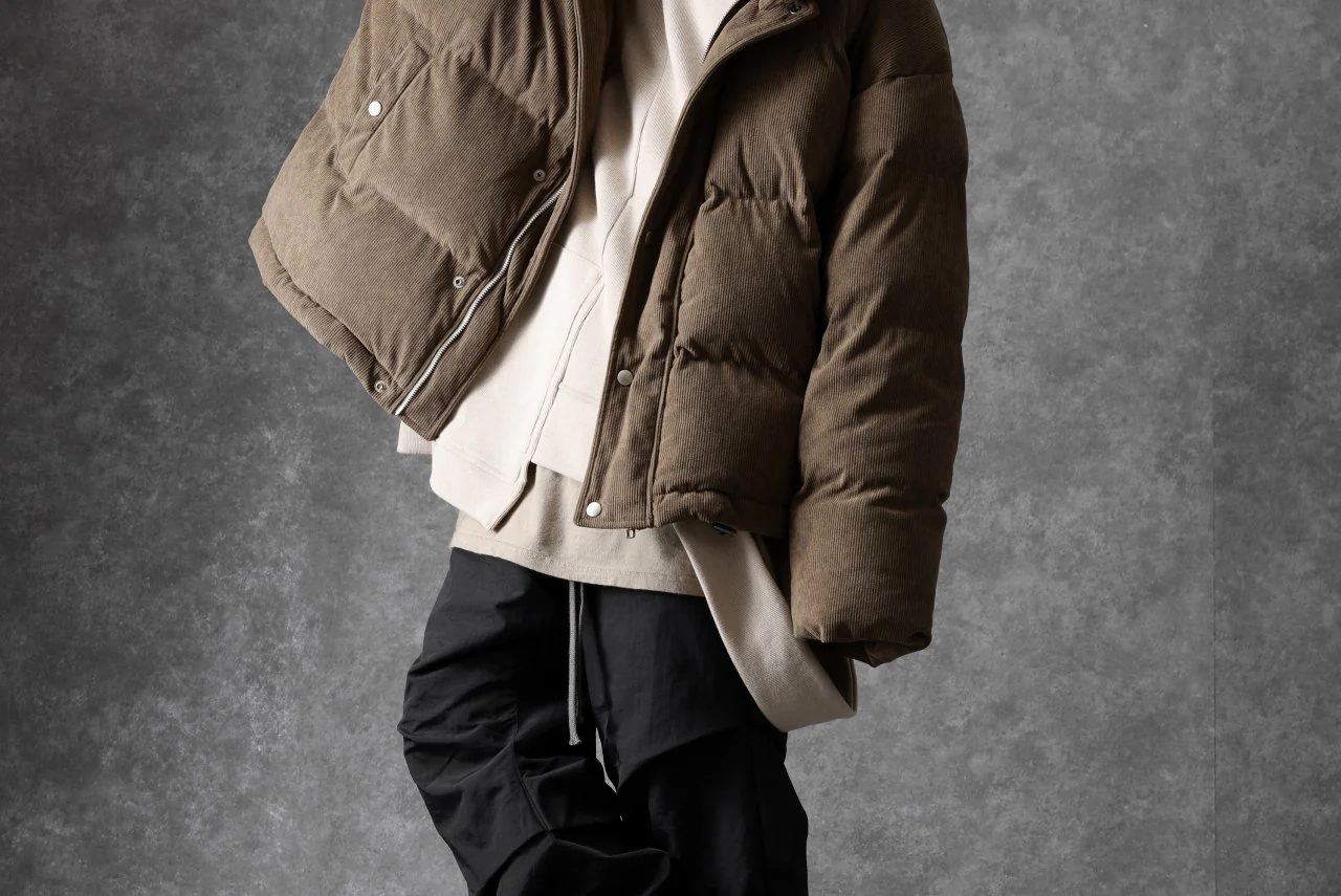 A.F ARTEFACT HIGH NECK DOWN JACKET / CORDUROY (BROWN) - Image 46