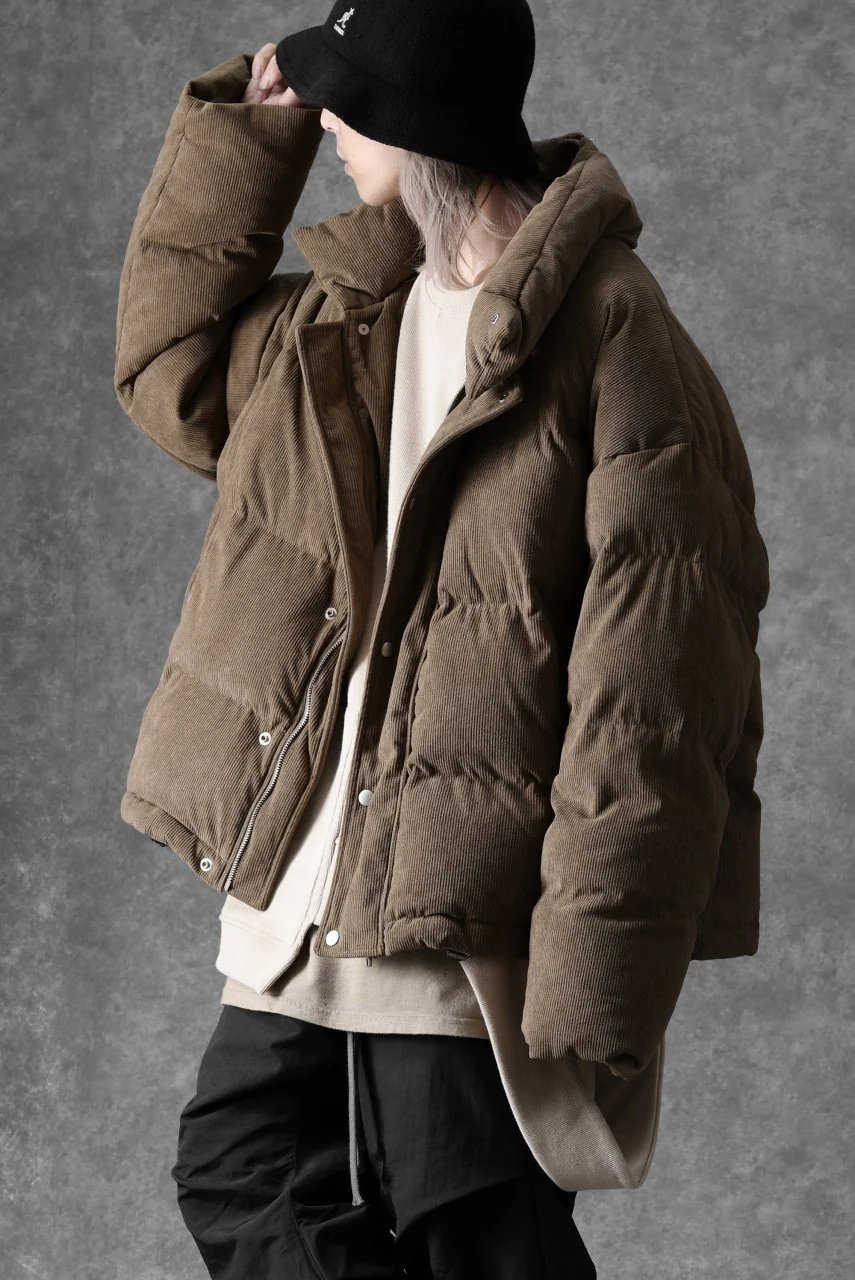 A.F ARTEFACT HIGH NECK DOWN JACKET / CORDUROY (BROWN) - Image 7