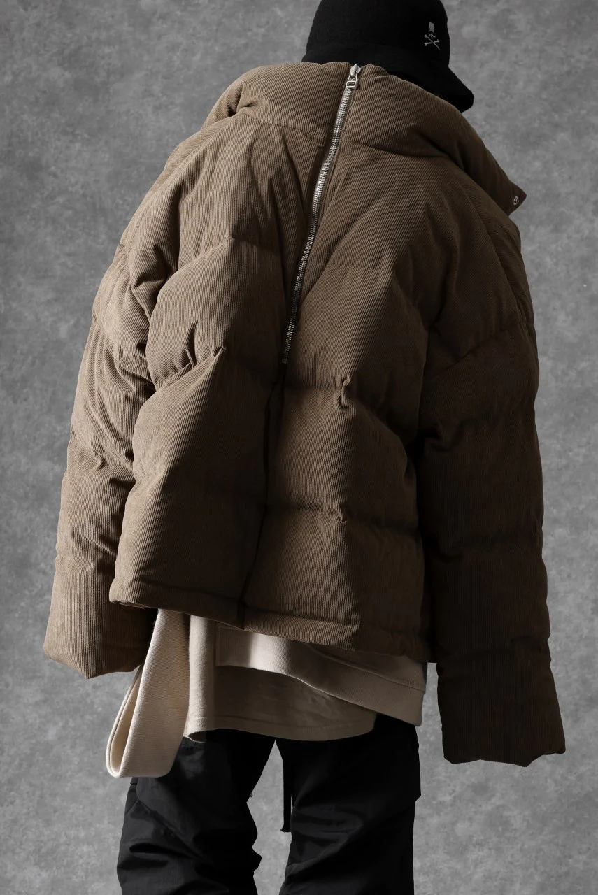 A.F ARTEFACT HIGH NECK DOWN JACKET / CORDUROY (BROWN) - Image 9