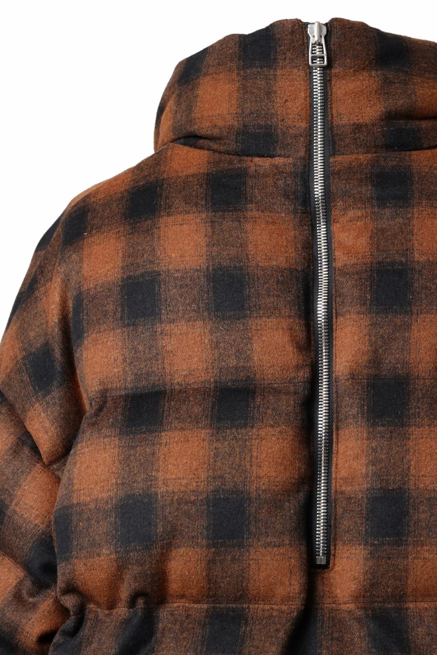 A.F ARTEFACT HIGH NECK DOWN JACKET / OMBRE CHECK FLANNEL (BLACK x ORANGE) - Image 17