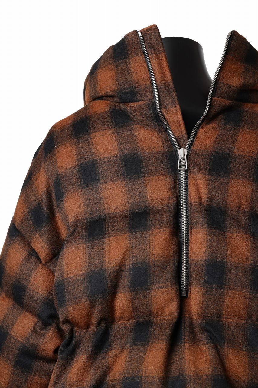 A.F ARTEFACT HIGH NECK DOWN JACKET / OMBRE CHECK FLANNEL (BLACK x ORANGE) - Image 18