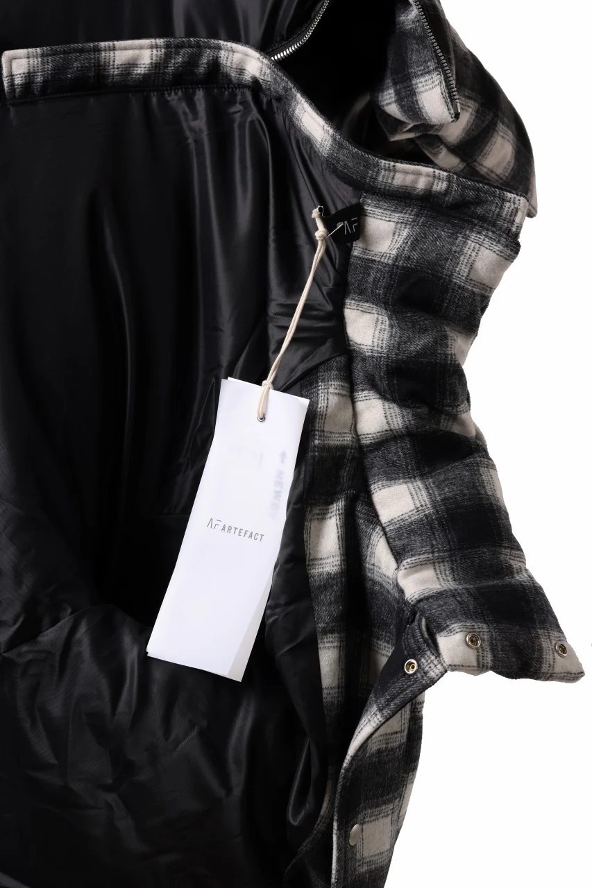 A.F ARTEFACT HIGH NECK DOWN JACKET / OMBRE CHECK FLANNEL (BLACK x WHITE) - Image 18