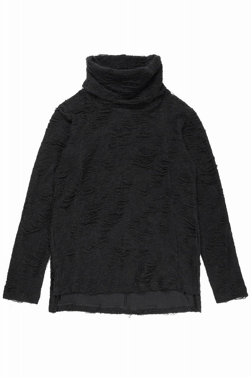 A.F ARTEFACT HIGH NECK TOP / DAMAGE PILE & PLATING KNIT JERSEY (BLACK) - Image 3