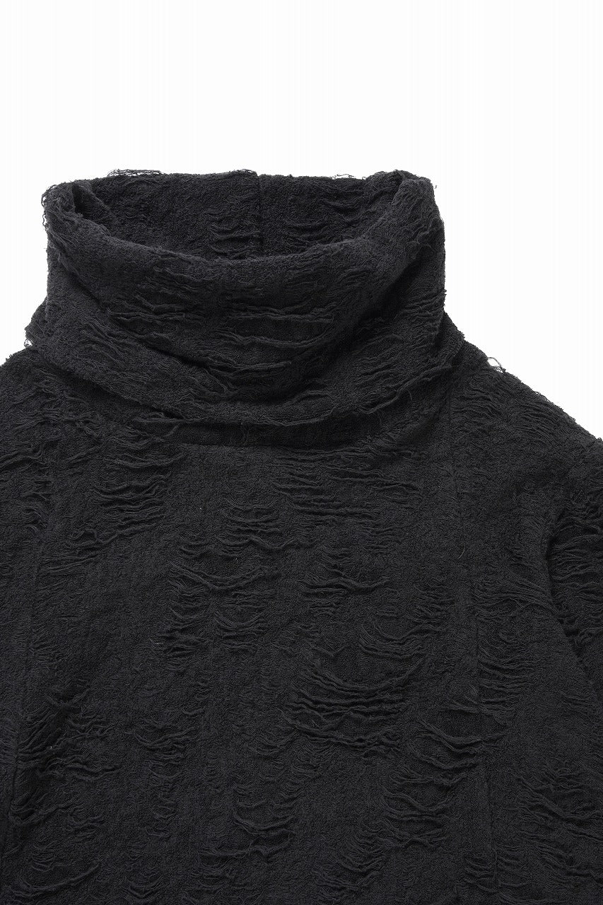 A.F ARTEFACT HIGH NECK TOP / DAMAGE PILE & PLATING KNIT JERSEY (BLACK) - Image 6