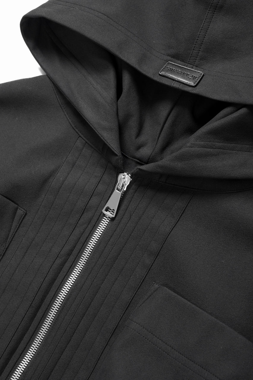 A.F ARTEFACT HOODED ZIP UP BLOUSON / SYNTHETIC SUEDE LEATHER (BLACK) - Image 7