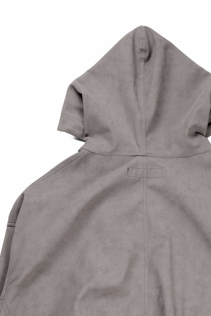 A.F ARTEFACT HOODED ZIP UP BLOUSON / SYNTHETIC SUEDE LEATHER (GREY) - Image 10