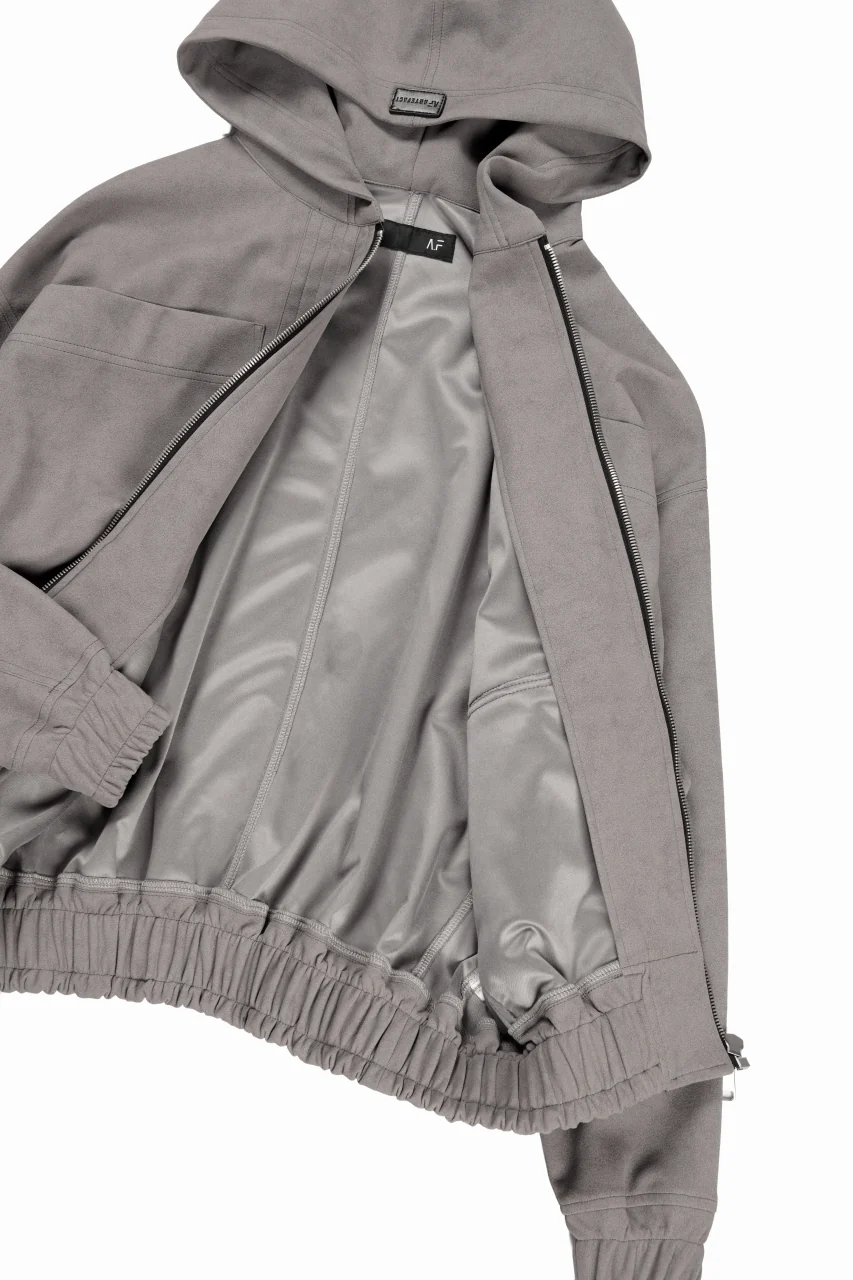 A.F ARTEFACT HOODED ZIP UP BLOUSON / SYNTHETIC SUEDE LEATHER (GREY) - Image 11