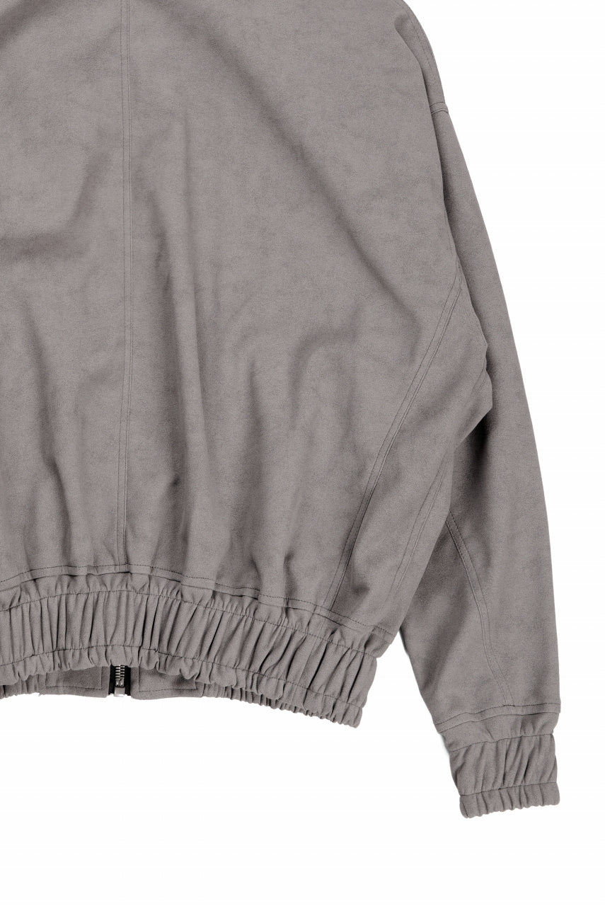 A.F ARTEFACT HOODED ZIP UP BLOUSON / SYNTHETIC SUEDE LEATHER (GREY) - Image 9