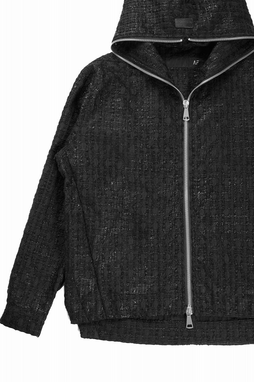 A.F ARTEFACT HOODED ZIPPER BLOUSON / LUXURY TWEED (BLACK) - Image 11
