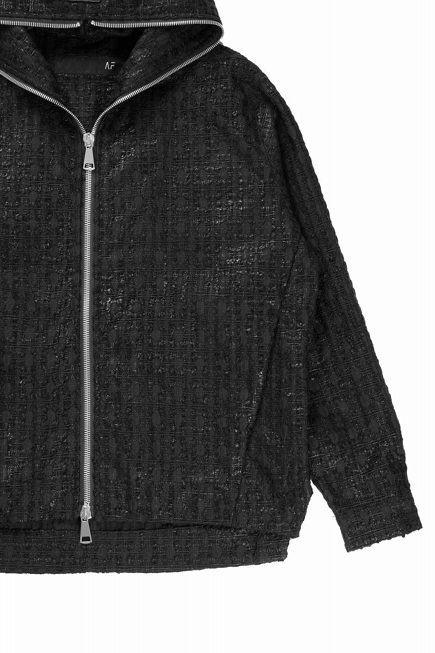 A.F ARTEFACT HOODED ZIPPER BLOUSON / LUXURY TWEED (BLACK) - Image 12