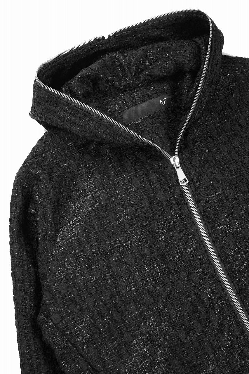 A.F ARTEFACT HOODED ZIPPER BLOUSON / LUXURY TWEED (BLACK) - Image 13